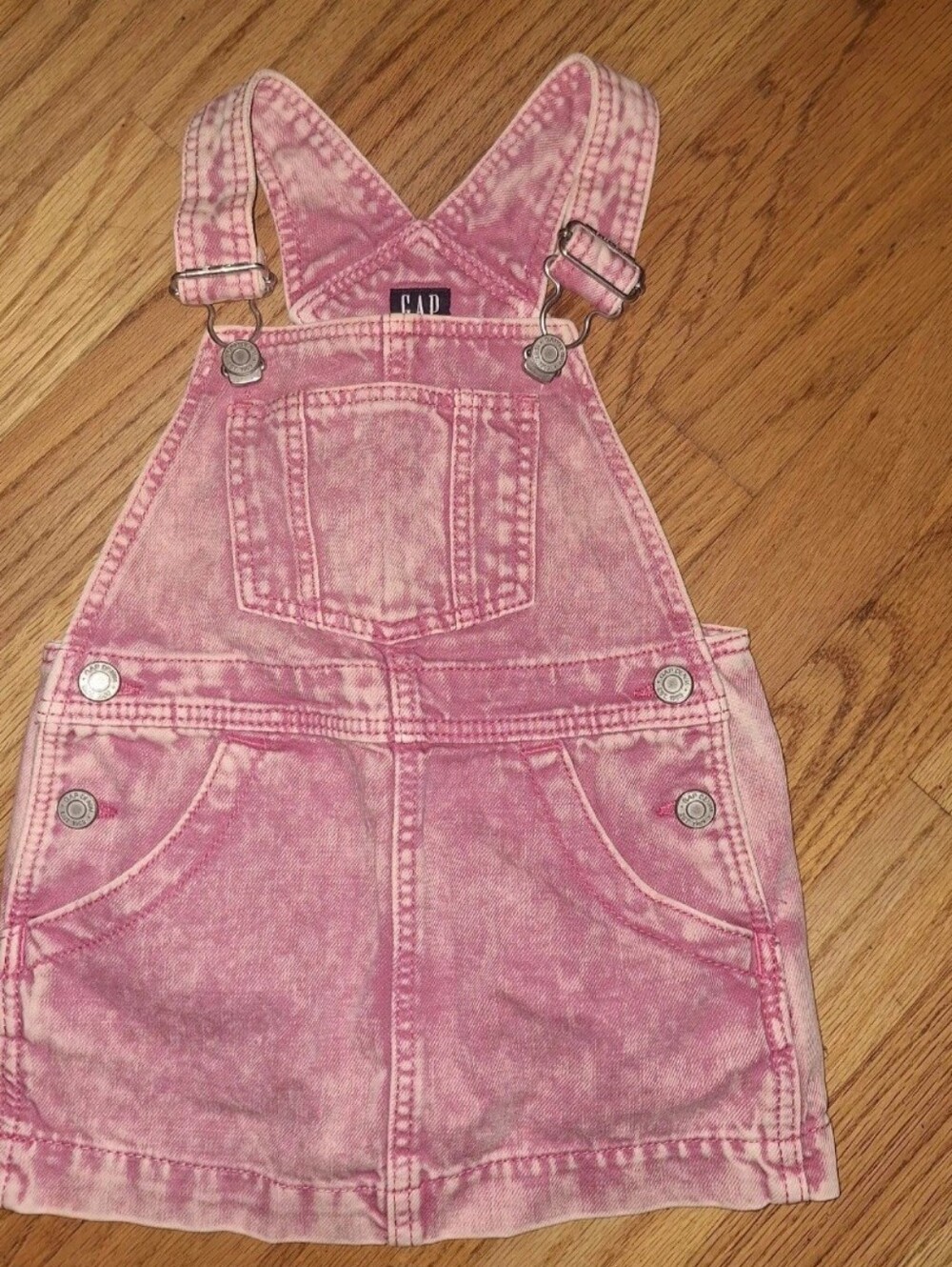 Baby Gap Denim Overalls Dress Pink Jumper Baby Girl 18 24 Months Acid Wash